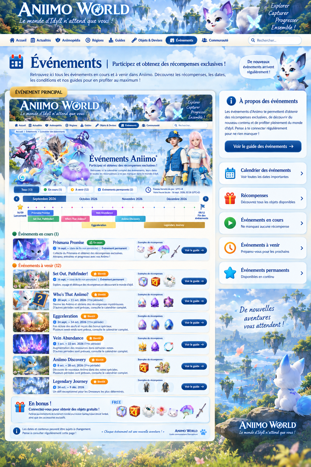Événements Aniimo World